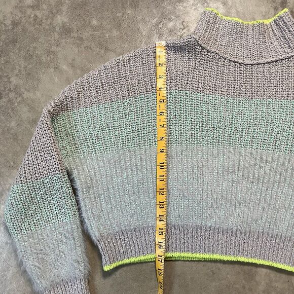 Free People Sweater Womens Sunbrite Mock Neck Mixed Media Texture Boxy River‎ - Picture 3 of 9